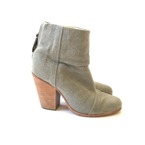 Rag & Bone Newbury Boots Booties 36 6 Gray Canvas - Picture 3 of 12